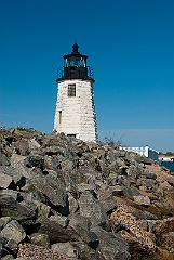 Rock Jetty Surrounds Newport Harbor Light
